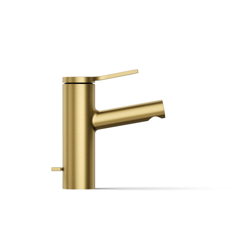 Vibrant Brushed Moderne Brass Single-Handle Bathroom Faucet