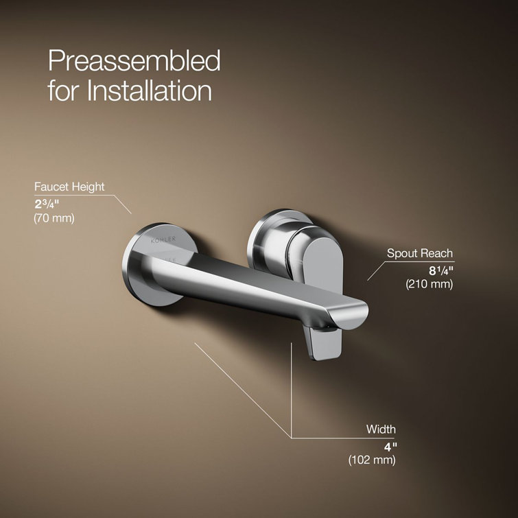 Polished Chrome Single-Handle Wall-Mount Bathroom Faucet