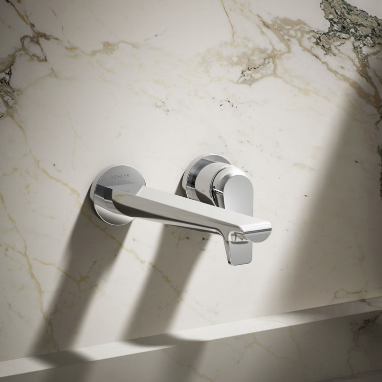Polished Chrome Single-Handle Wall-Mount Bathroom Faucet