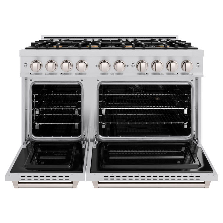 48" Stainless Steel Dual Fuel Range with 8 Burners and Griddle