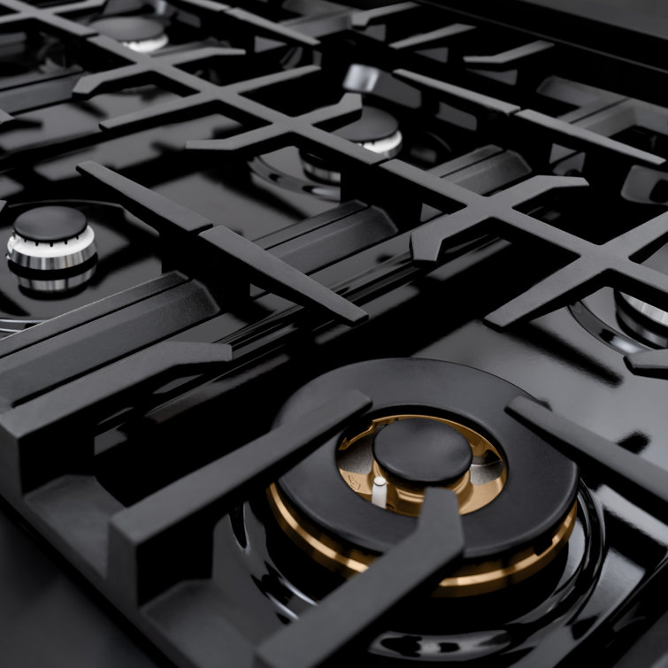 ZLINE 48" Black Stainless Steel Double Oven Gas Range with 8 Burners