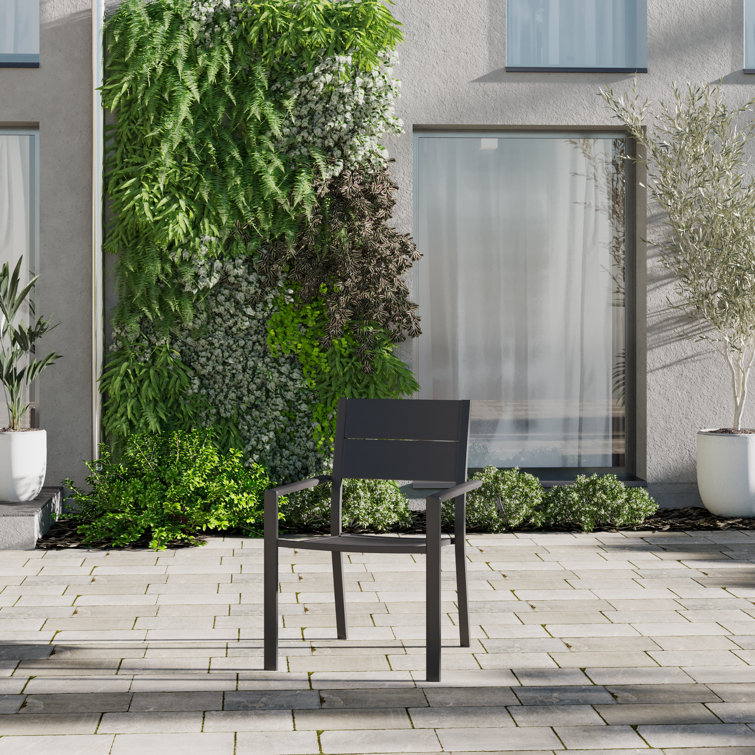 Gray Aluminum Stackable Outdoor Dining Chairs, Set of 4