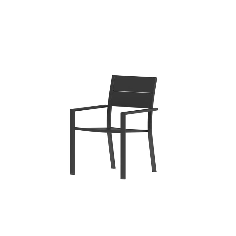 Gray Aluminum Stackable Outdoor Dining Chairs, Set of 4