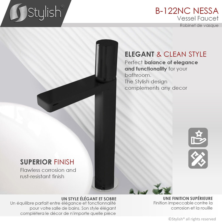 Matte Black and Chrome Single Handle Vessel Faucet