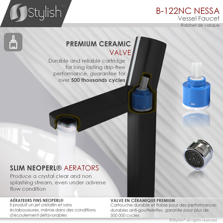 Matte Black and Chrome Single Handle Vessel Faucet