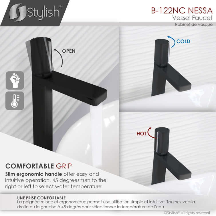 Matte Black and Chrome Single Handle Vessel Faucet