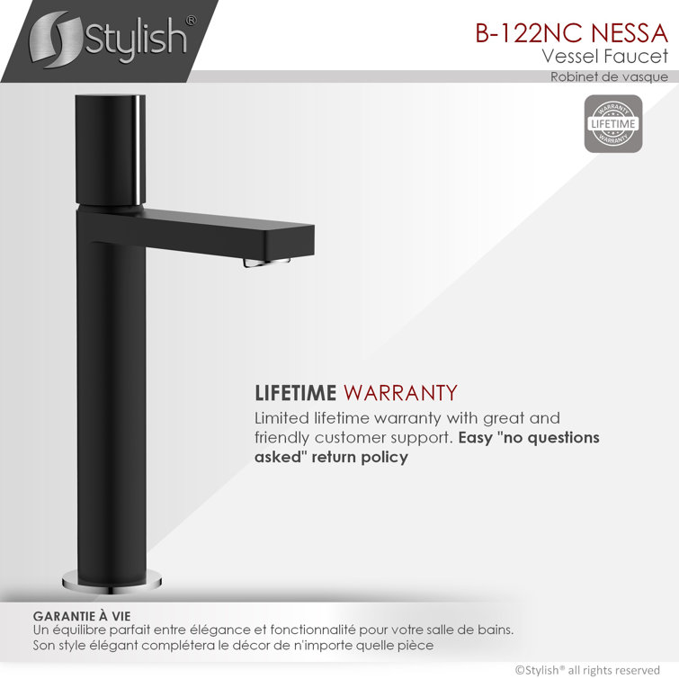 Matte Black and Chrome Single Handle Vessel Faucet