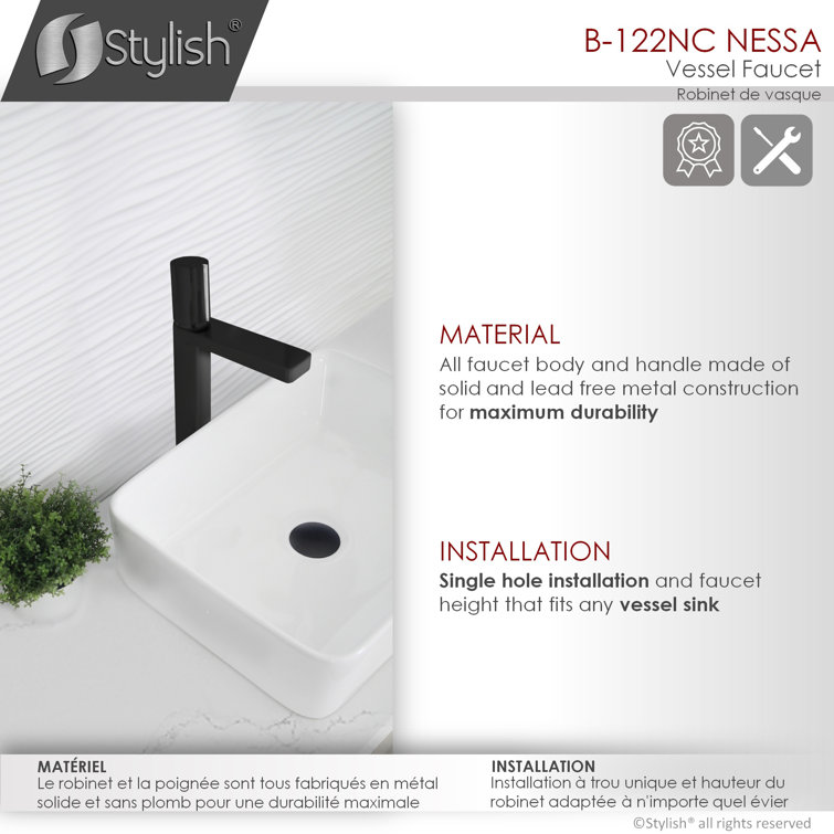 Matte Black and Chrome Single Handle Vessel Faucet