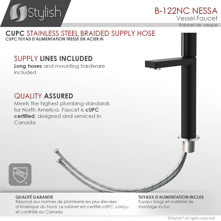 Matte Black and Chrome Single Handle Vessel Faucet