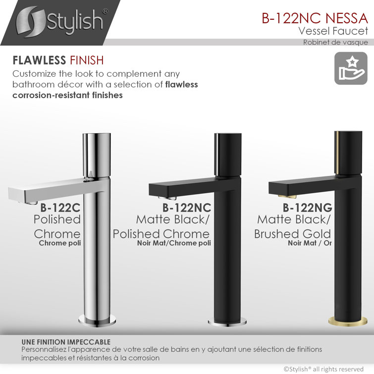 Matte Black and Chrome Single Handle Vessel Faucet