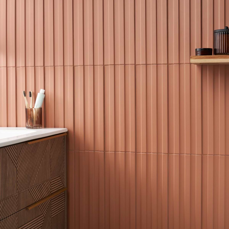 Terracotta 6x18 Matte Porcelain Fluted Wall Tile