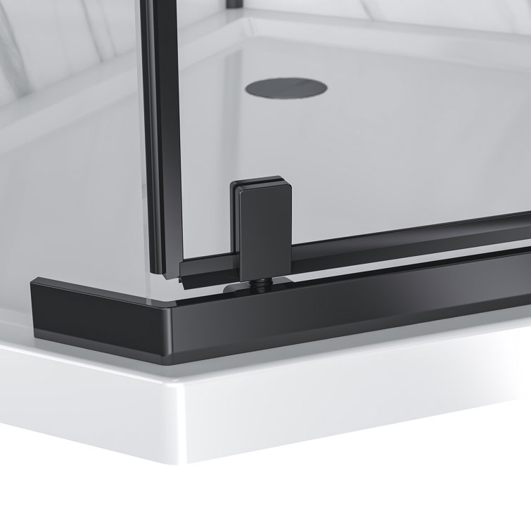 Capri 38" Black Aluminum Neo-Angle Shower Kit