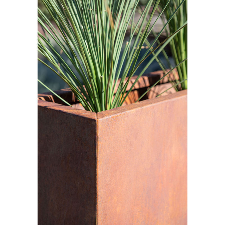 Rustic Corten Steel Tall Rectangular Planter
