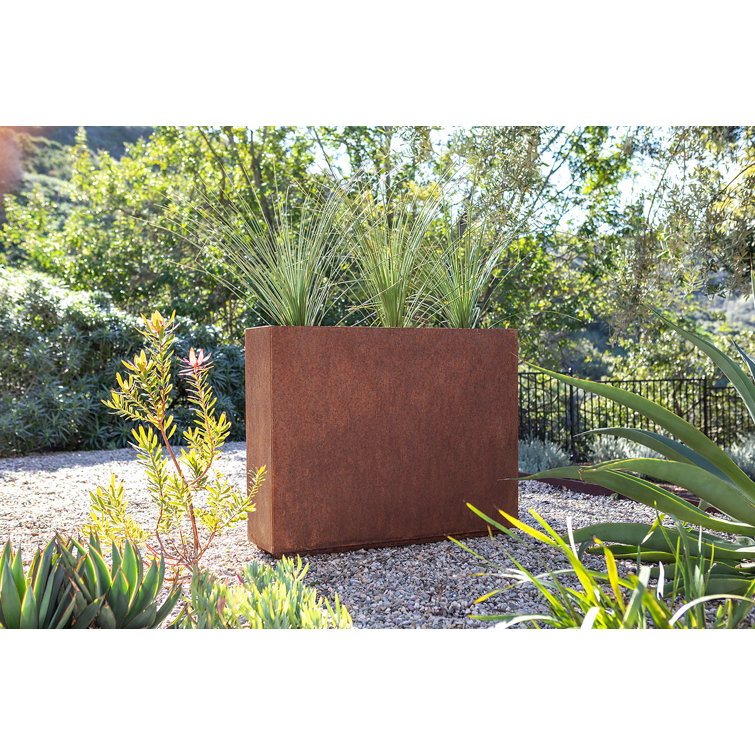 Rustic Corten Steel Tall Rectangular Planter
