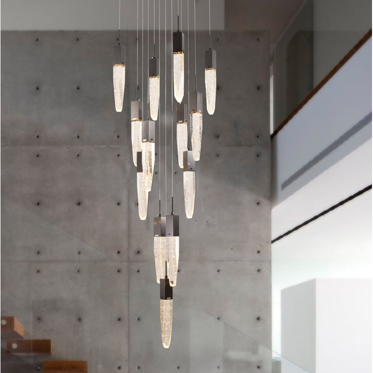 Elegant Black Metal Chandelier with Iceberg Bubble Crystals, 20 in