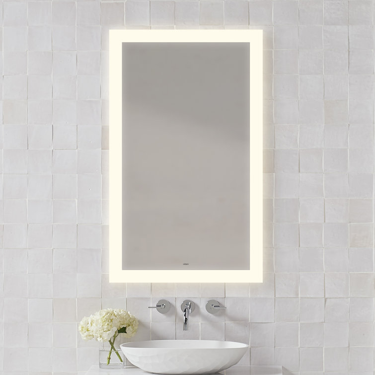 Sleek Aluminum Frameless Rectangular Lighted Mirror 36"x40"