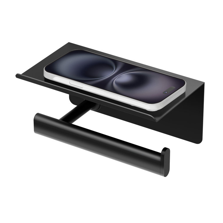 Matte Black Wall Mounted Toilet Paper Holder with Mobile Shelf