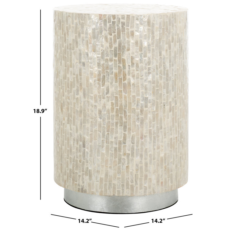 Scarlett Round Capiz Accent Table with Silver Base