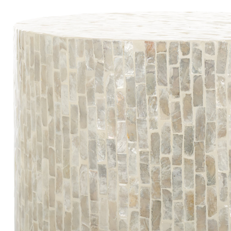 Scarlett Round Capiz Accent Table with Silver Base