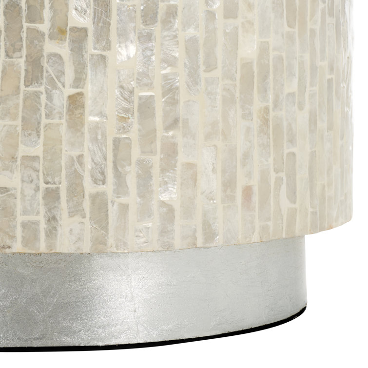Scarlett Round Capiz Accent Table with Silver Base