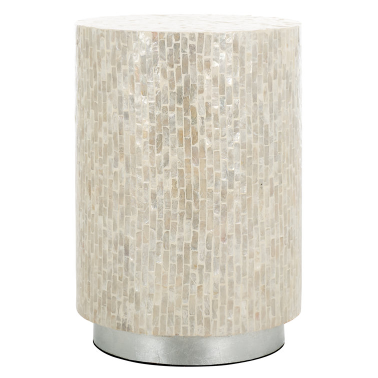 Scarlett Round Capiz Accent Table with Silver Base