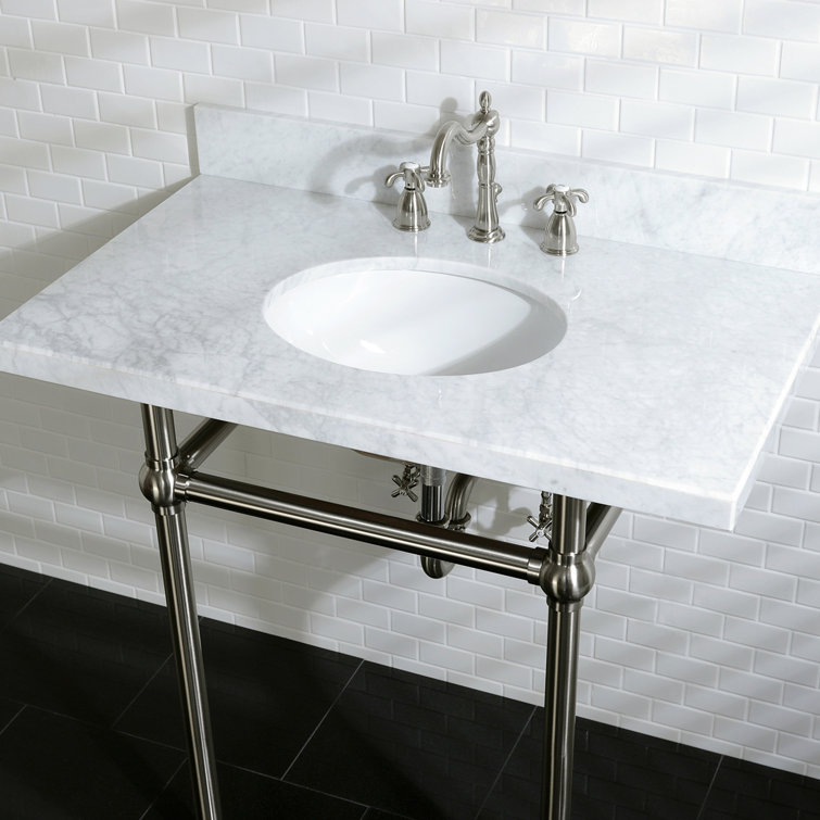 Brushed Nickel Traditional Widespread Bathroom Faucet with Drain
