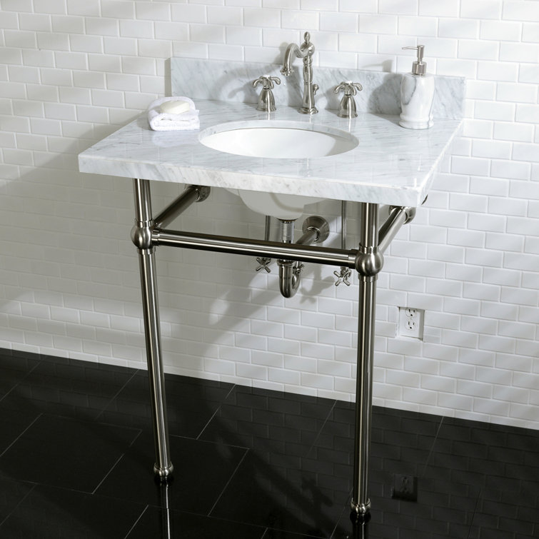 Brushed Nickel Traditional Widespread Bathroom Faucet with Drain