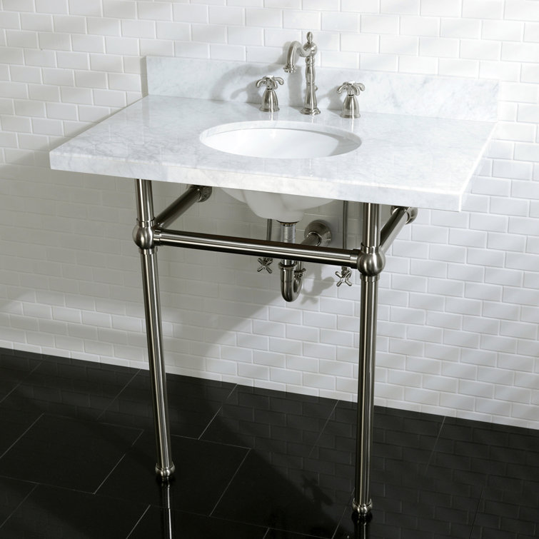 Brushed Nickel Traditional Widespread Bathroom Faucet with Drain