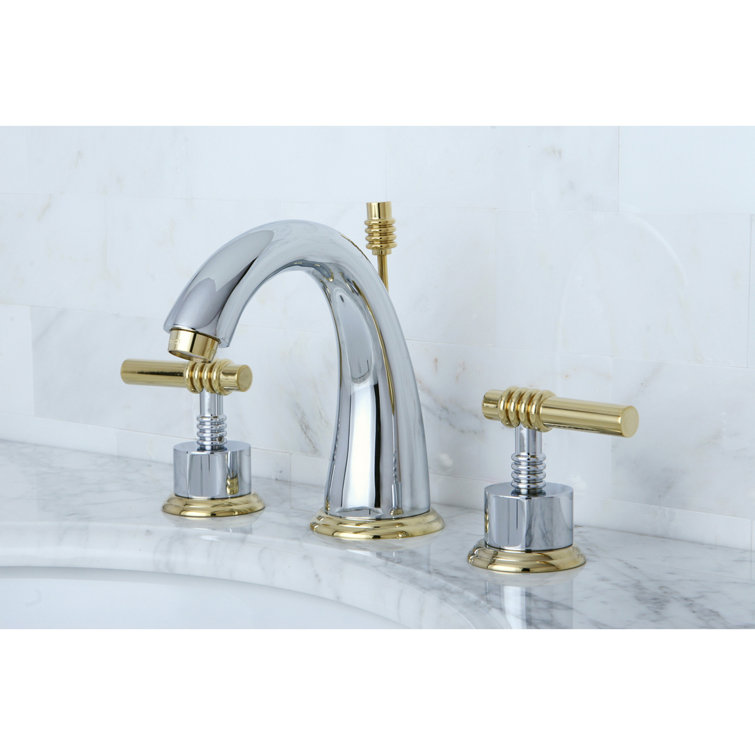 Milano Polished Chrome and Brass Widespread Bathroom Faucet