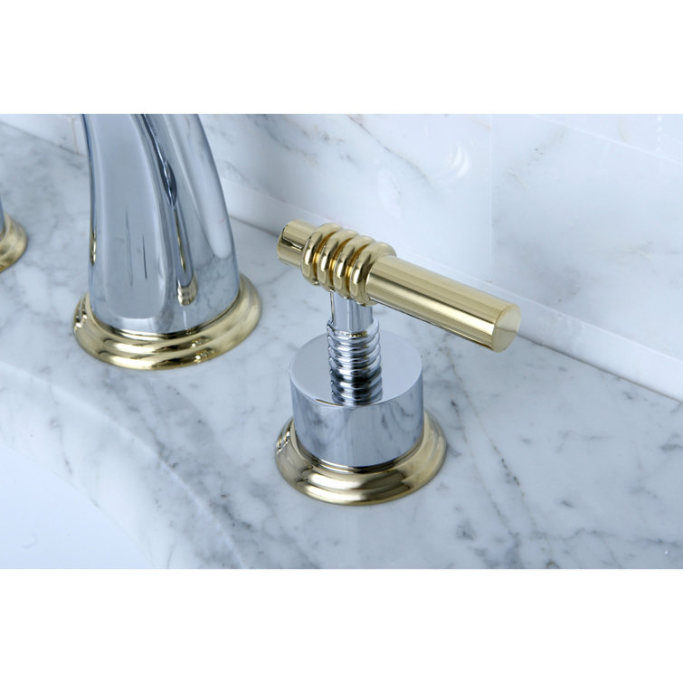 Milano Polished Chrome and Brass Widespread Bathroom Faucet