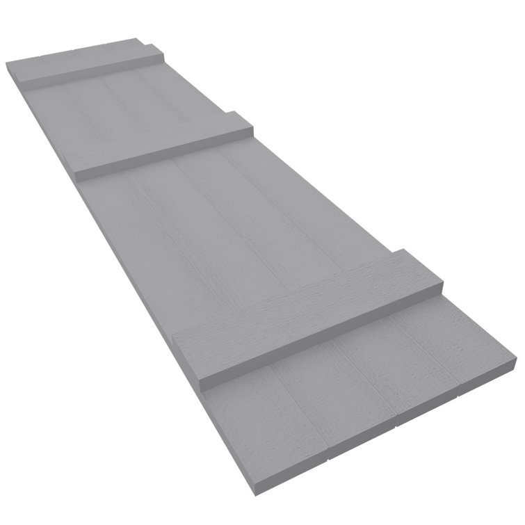 Gray Vinyl 71" Board-n-Batten Exterior Shutters with Installation Kit
