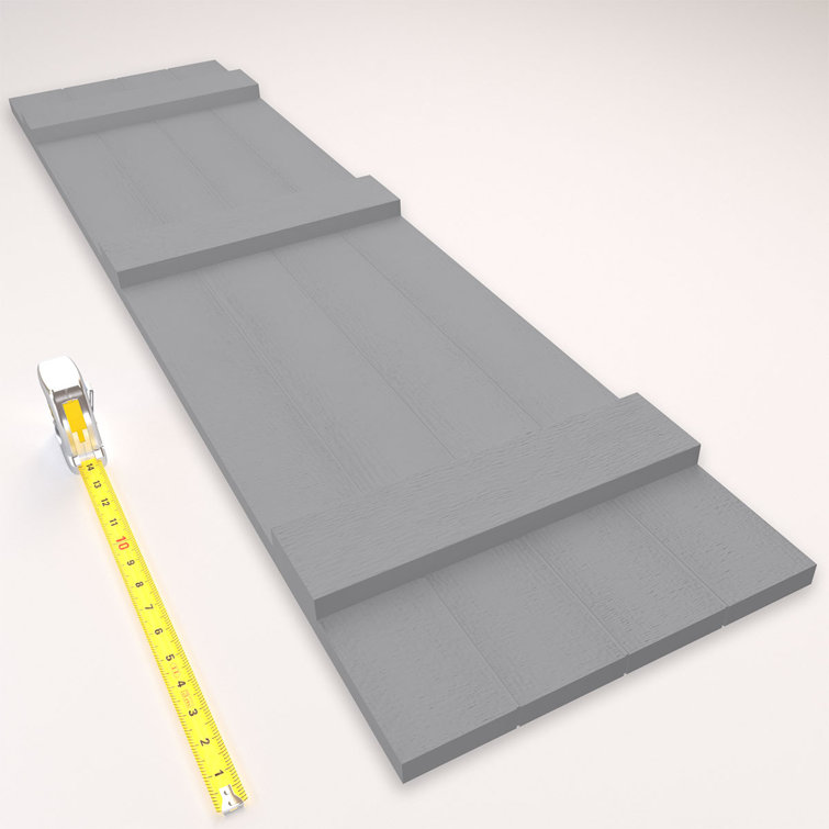 Gray Vinyl 71" Board-n-Batten Exterior Shutters with Installation Kit