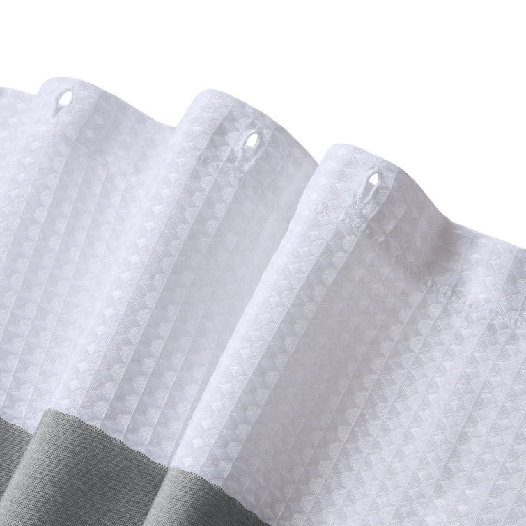 Grey and White Waffle Weave Fabric Shower Curtain