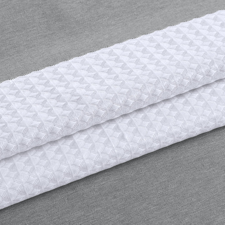 Gray and White Waffle Weave Fabric Shower Curtain