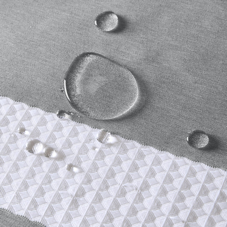Gray and White Waffle Weave Fabric Shower Curtain