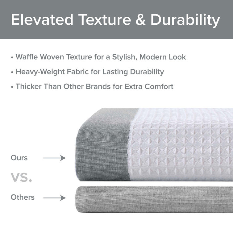 Gray and White Waffle Weave Fabric Shower Curtain