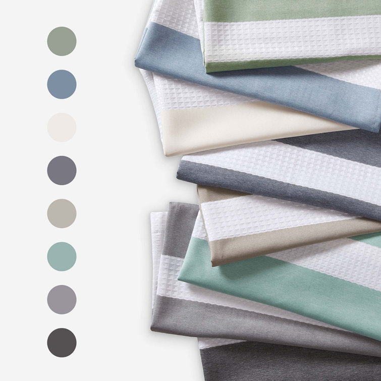 Gray and White Waffle Weave Fabric Shower Curtain