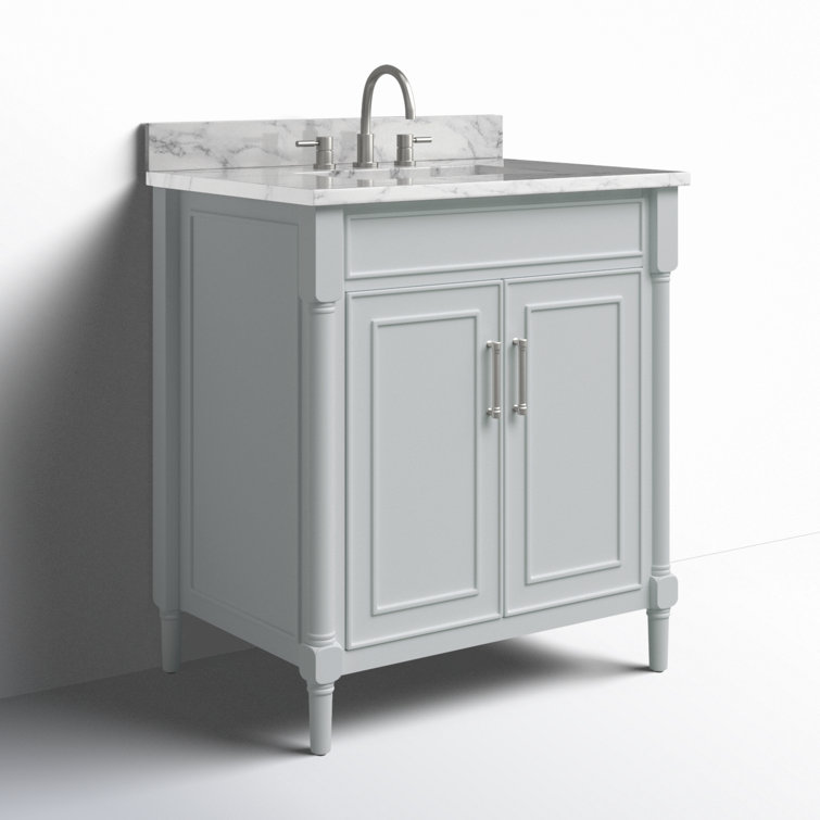 Light Gray Freestanding Single Vanity with Carrara Marble Top