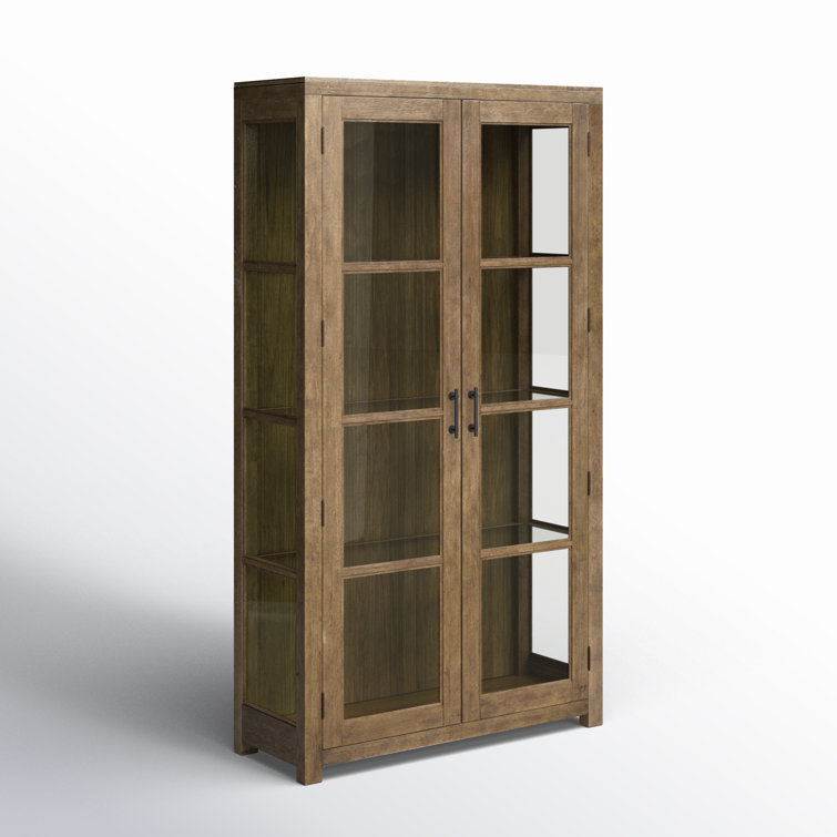 Oak and Glass Lighted China Cabinet with Adjustable Shelves