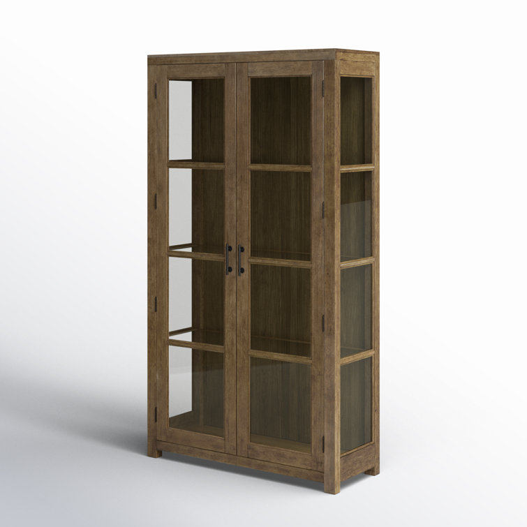 Oak and Glass Lighted China Cabinet with Adjustable Shelves
