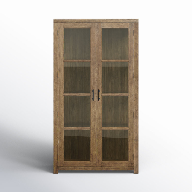 Oak and Glass Lighted China Cabinet with Adjustable Shelves