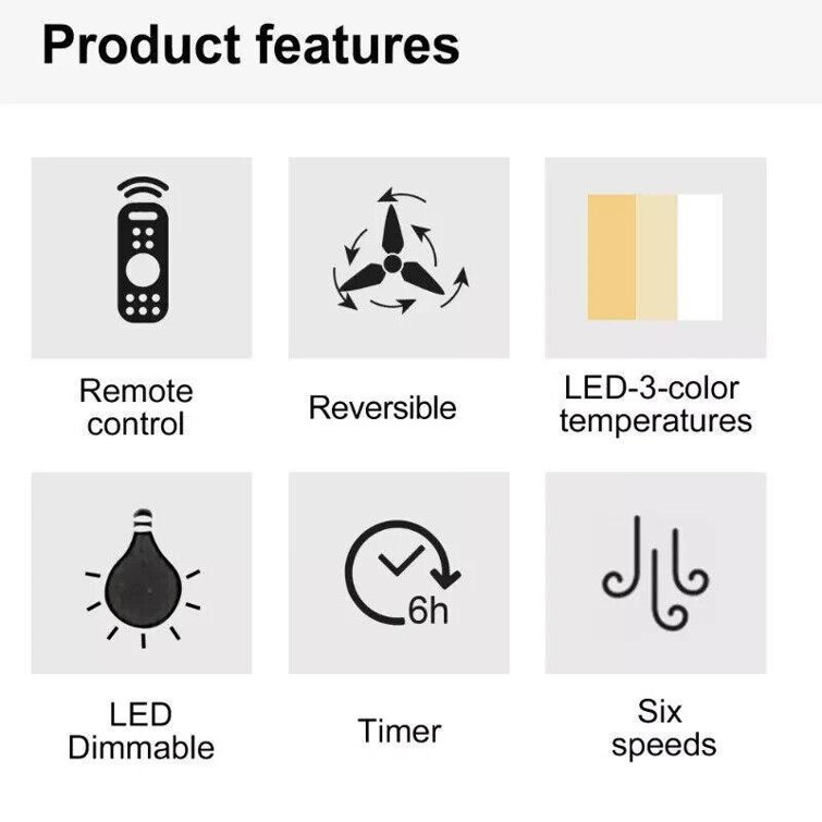 Modern 60'' Black and Gold Ceiling Fan with LED Light and Remote