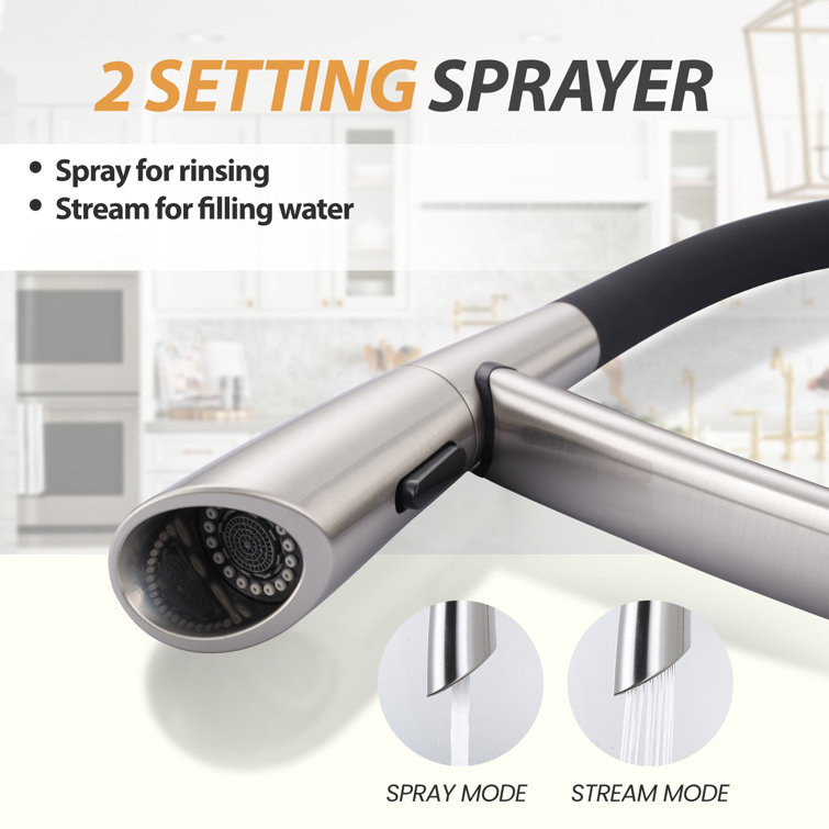Brushed Nickel Single-Handle Pull-Out Kitchen Faucet with Spray
