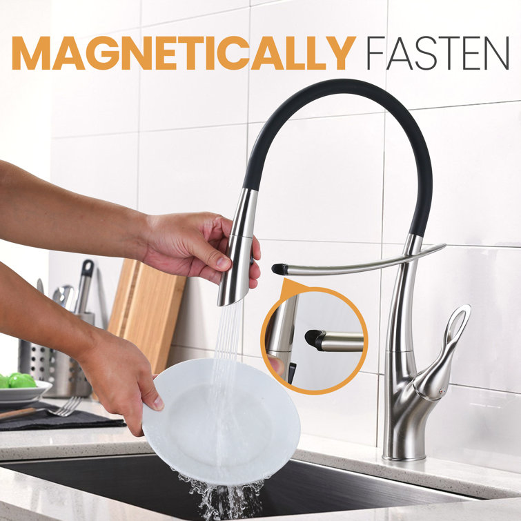 Brushed Nickel Single-Handle Pull-Out Kitchen Faucet with Spray