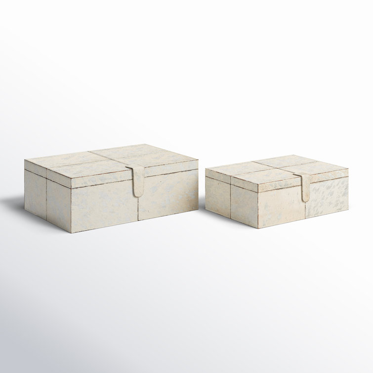 Silver Handmade Rectangular Wooden Lidded Box Set