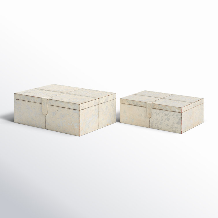 Silver Handmade Rectangular Wooden Lidded Box Set
