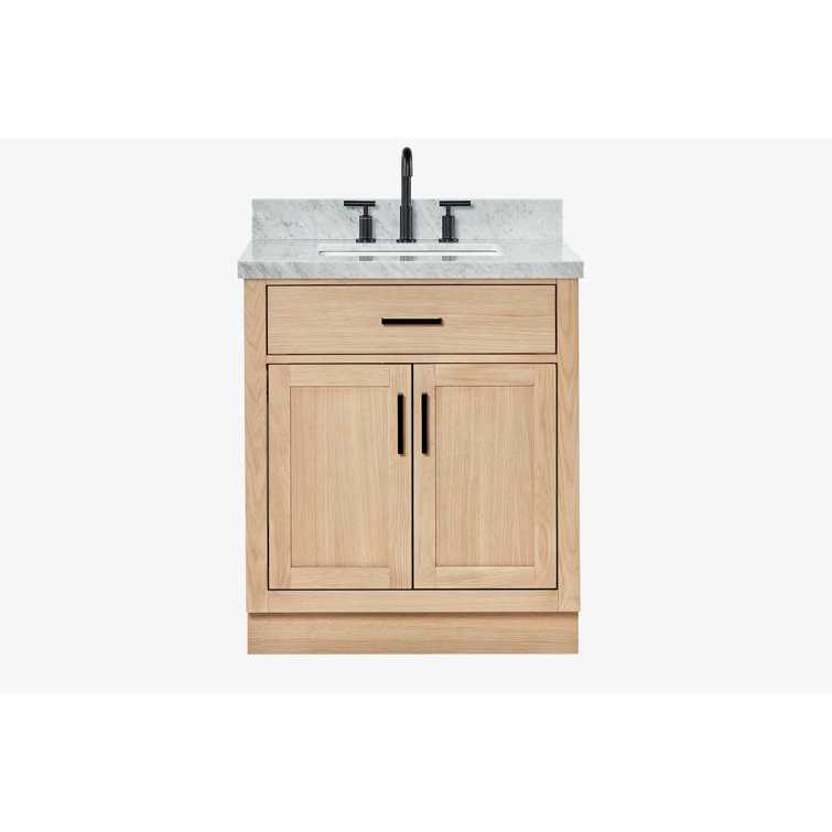 Hepburn 31" Oak Single Sink Vanity with Carrara Marble Top