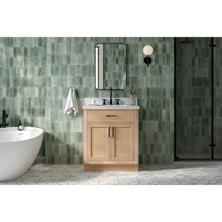 Hepburn 31" Oak Single Sink Vanity with Carrara Marble Top