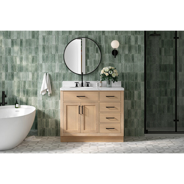 42'' White Wood Freestanding Single Bathroom Vanity Base