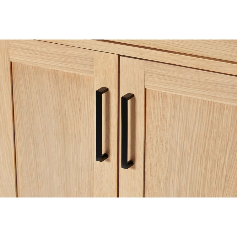 Hepburn 66" Medium Oak Freestanding Bathroom Vanity Base with Black Hardware